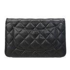 Chanel Shoulder Wallet Quilted Caviar Leather Black Gold — view 8