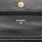 Chanel Shoulder Wallet Quilted Caviar Leather Black Gold — view 5