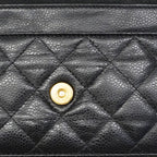 Chanel Shoulder Wallet Quilted Caviar Leather Black Gold — view 7