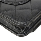 Chanel Shoulder Wallet Quilted Caviar Leather Black Gold — view 6