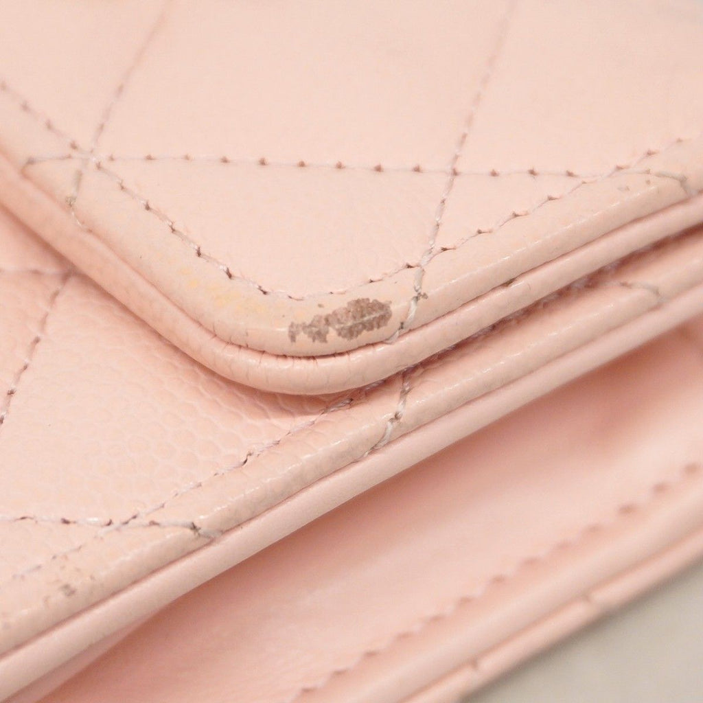 Chanel Trifold Wallet Quilted Caviar Leather Pink Champagne Gold — view 5