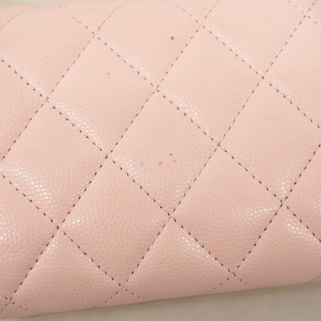 Chanel Trifold Wallet Quilted Caviar Leather Pink Champagne Gold — view 8