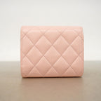 Chanel Trifold Wallet Quilted Caviar Leather Pink Champagne Gold — view 9