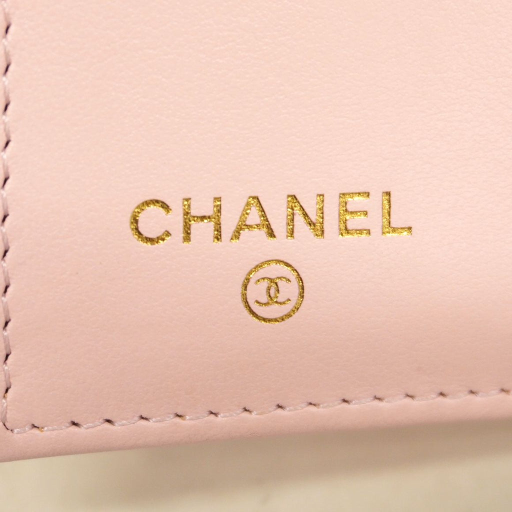 Chanel Trifold Wallet Quilted Caviar Leather Pink Champagne Gold — view 4