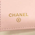 Chanel Trifold Wallet Quilted Caviar Leather Pink Champagne Gold — view 4