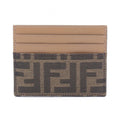 Fendi Card Case Zucca Brown Canvas Leather Baguette