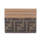 Fendi Card Case Zucca Brown Canvas Leather Baguette