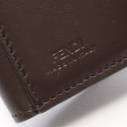 Fendi Trifold Wallet Way Black Chocolate Brown Leather Way Small — view 5