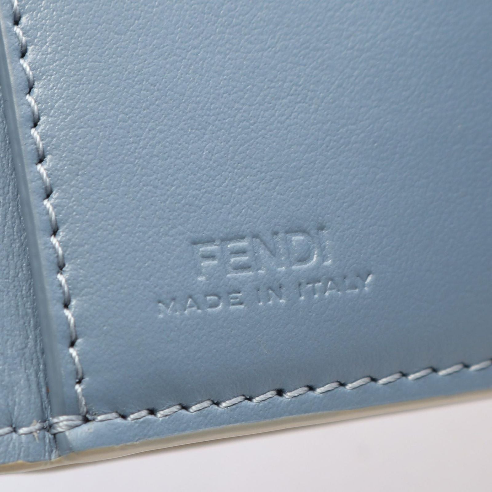 Fendi Trifold Wallet Way Dove Gray Light Blue Leather Way Small — view 5
