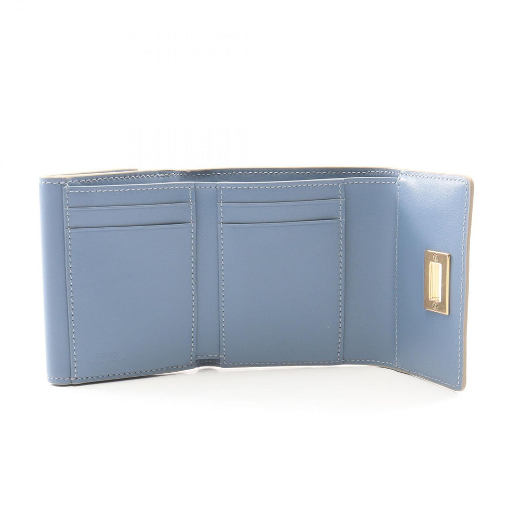 Fendi Trifold Wallet Way Dove Gray Light Blue Leather Way Small — view 3