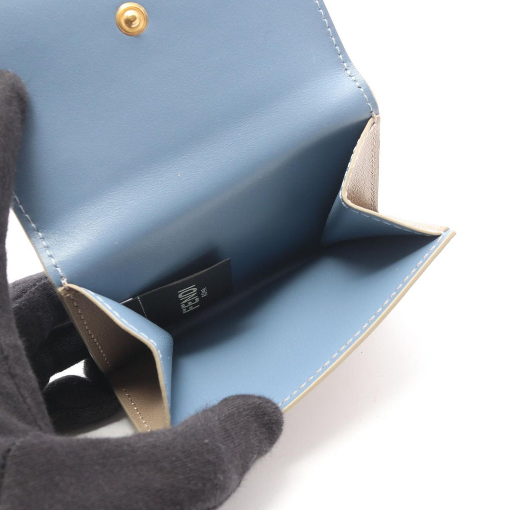 Fendi Trifold Wallet Way Dove Gray Light Blue Leather Way Small — view 4