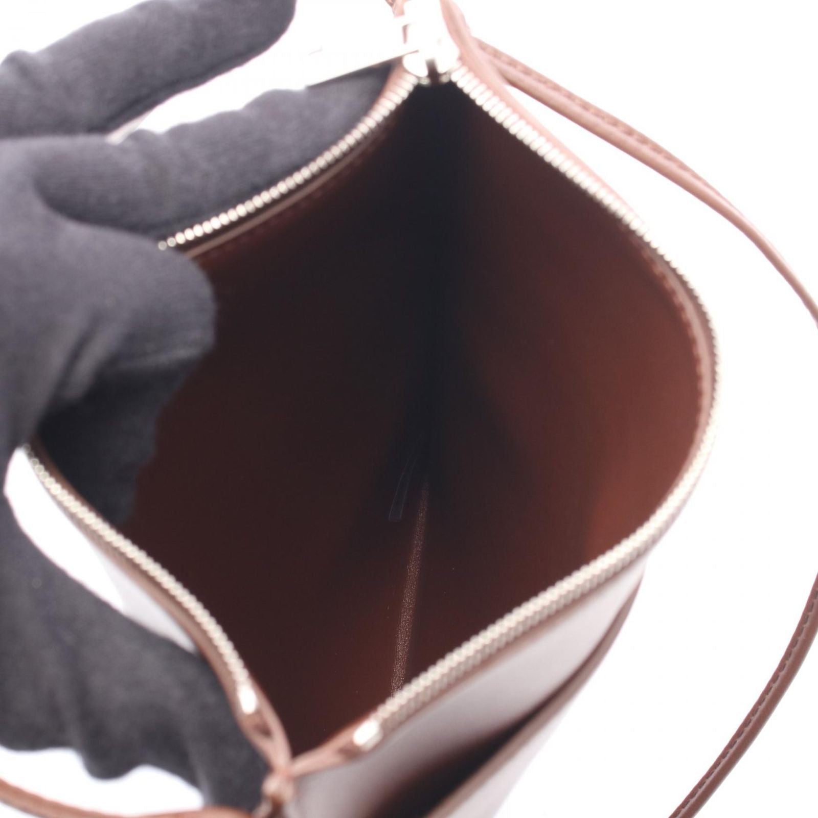 Celine Shoulder Bag Sharp Pouch Takeaway Chocolate Leather Take Away — view 3