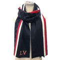 Louis Vuitton Scarf Monogram Echarpe LV Varsity Navy Wool New Vintage