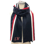 Louis Vuitton Scarf Monogram Echarpe LV Varsity Navy Wool New Vintage
