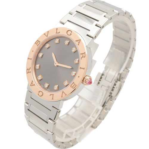 Bvlgari Watch Diamond Gray 18k Pink Gold Stainless Steel — view 2