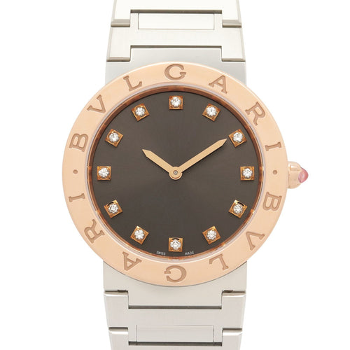Bvlgari Watch Diamond Gray 18k Pink Gold Stainless Steel