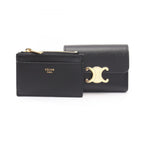 Celine Trifold Wallet Compact Triomphe Black Leather — view 6