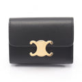 Celine Trifold Wallet Compact Triomphe Black Leather