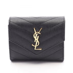 Saint Laurent Paris Trifold Wallet Cassandra Multi Fold Black Leather