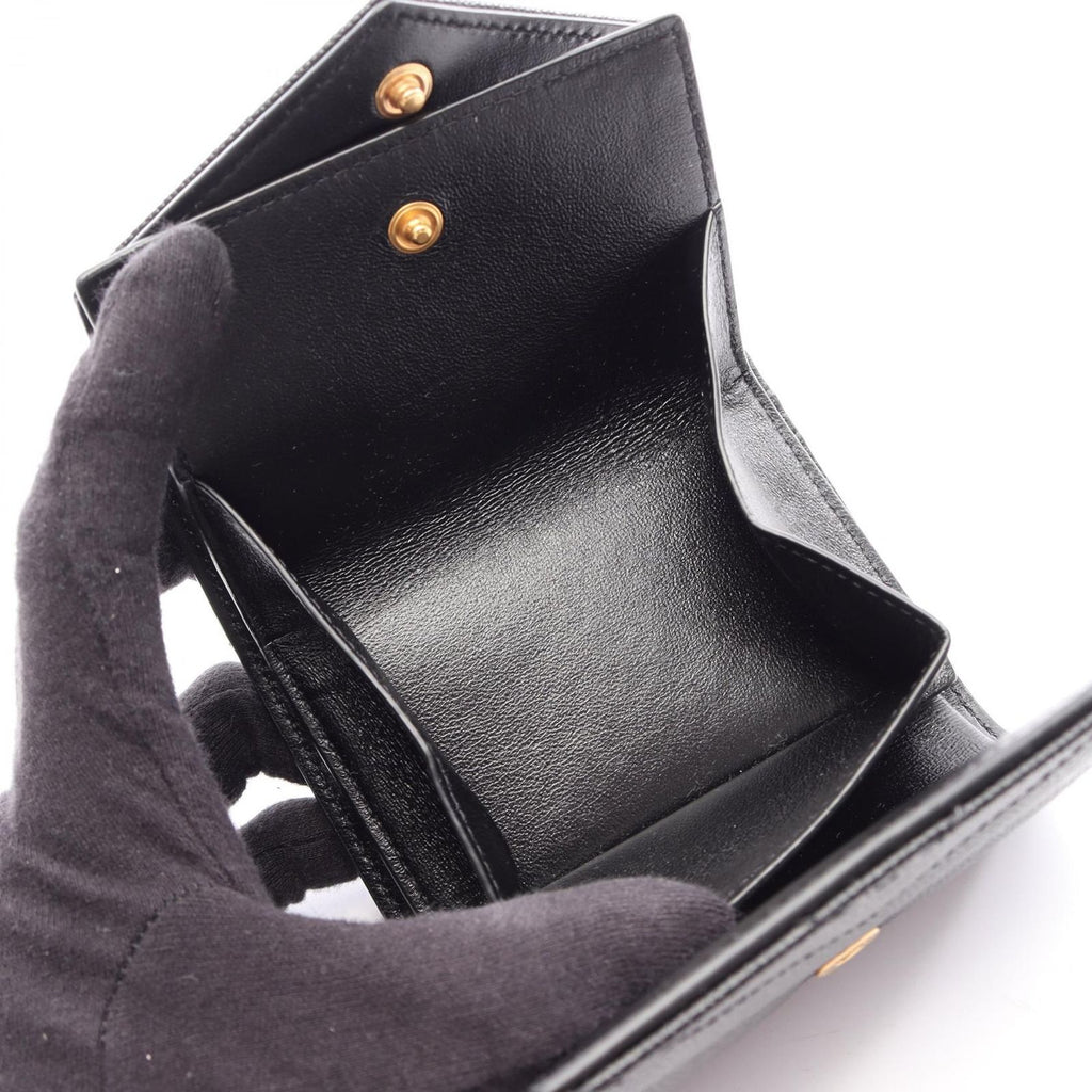 Saint Laurent Paris Trifold Wallet Cassandra Multi Fold Black Leather — view 5