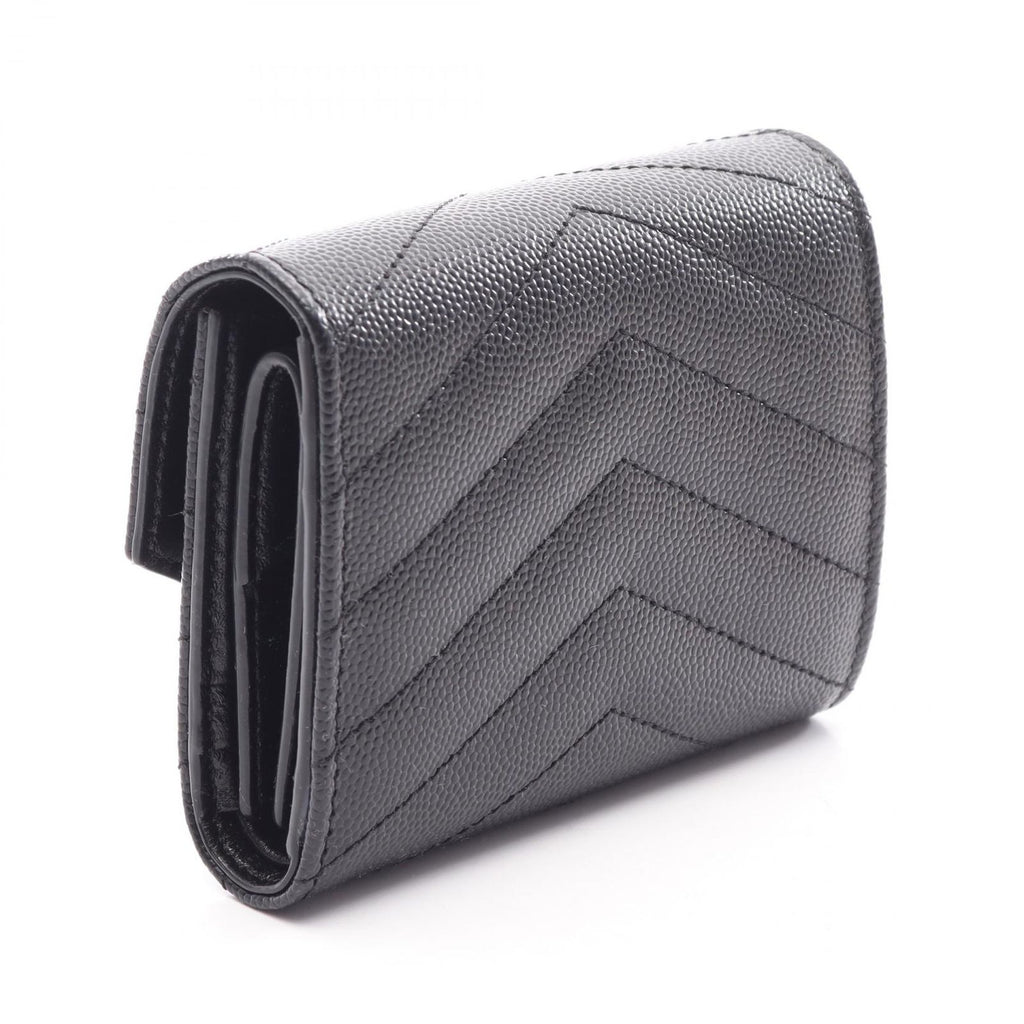 Saint Laurent Paris Trifold Wallet Cassandra Multi Fold Black Leather — view 2