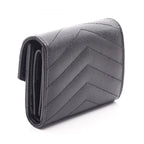 Saint Laurent Paris Trifold Wallet Cassandra Multi Fold Black Leather — view 2