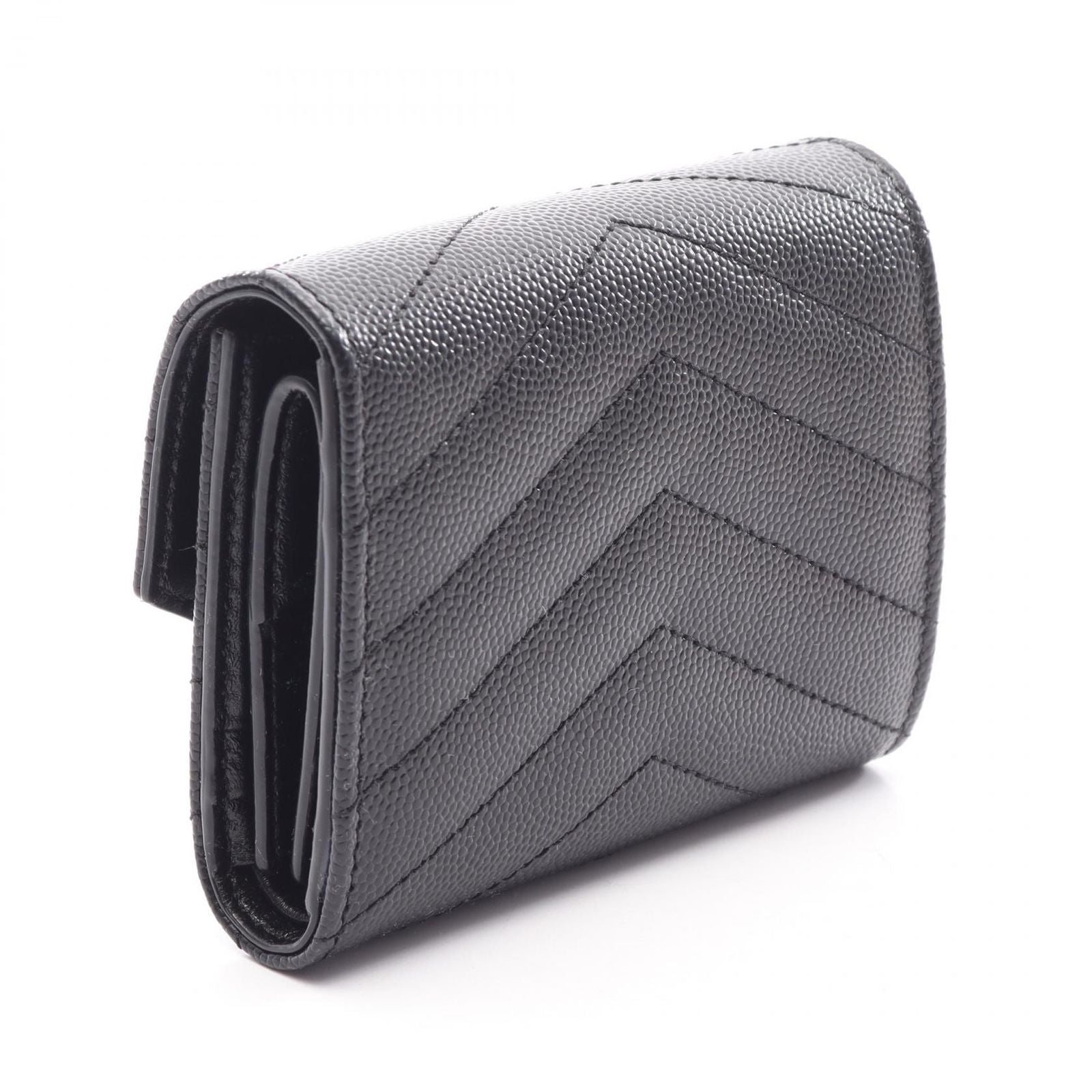Saint Laurent Paris Trifold Wallet Cassandra Multi Fold Black Leather — view 2