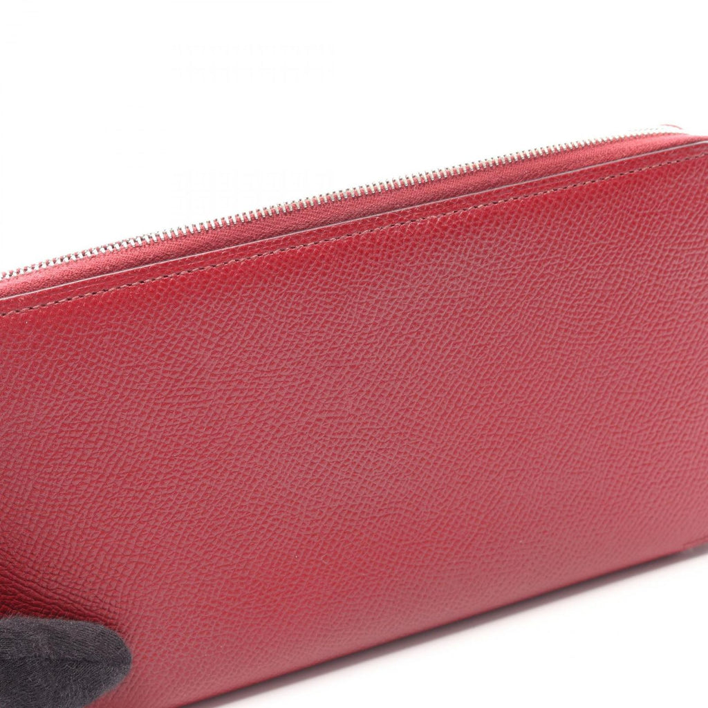 Hermes Round Wallet Azappu Long Silk in Long Rouge Grena Leather Azap — view 8