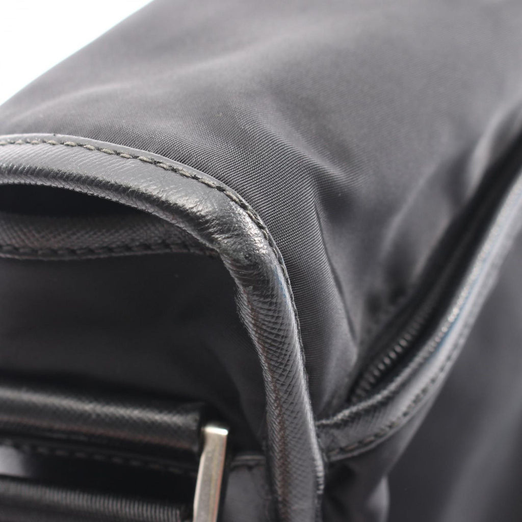 Prada Shoulder Bag Black Nylon Saffiano Leather — view 7