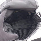 Prada Shoulder Bag Black Nylon Saffiano Leather — view 3