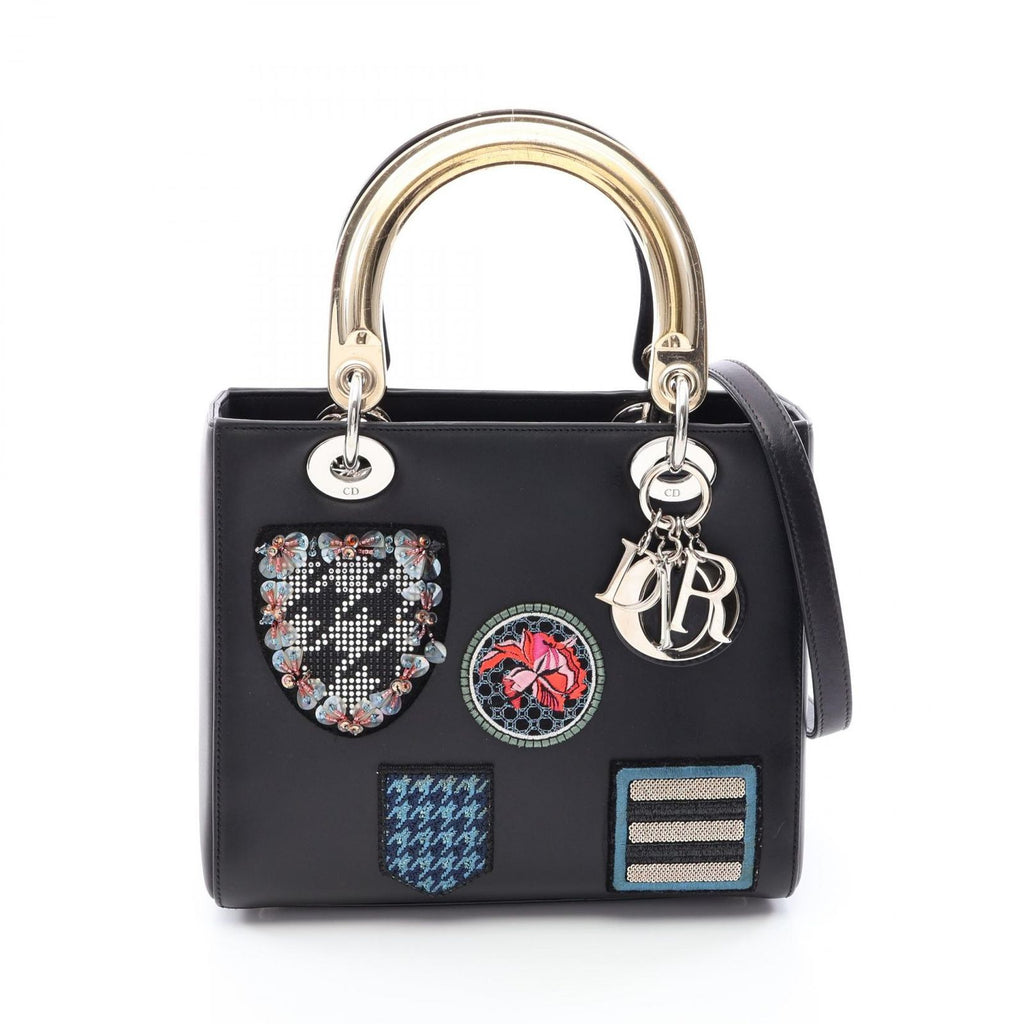 Dior Handbag Lady Dior 2-Way Black Multi Leather Tote