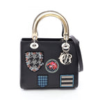 Dior Handbag Lady Dior 2-Way Black Multi Leather Tote