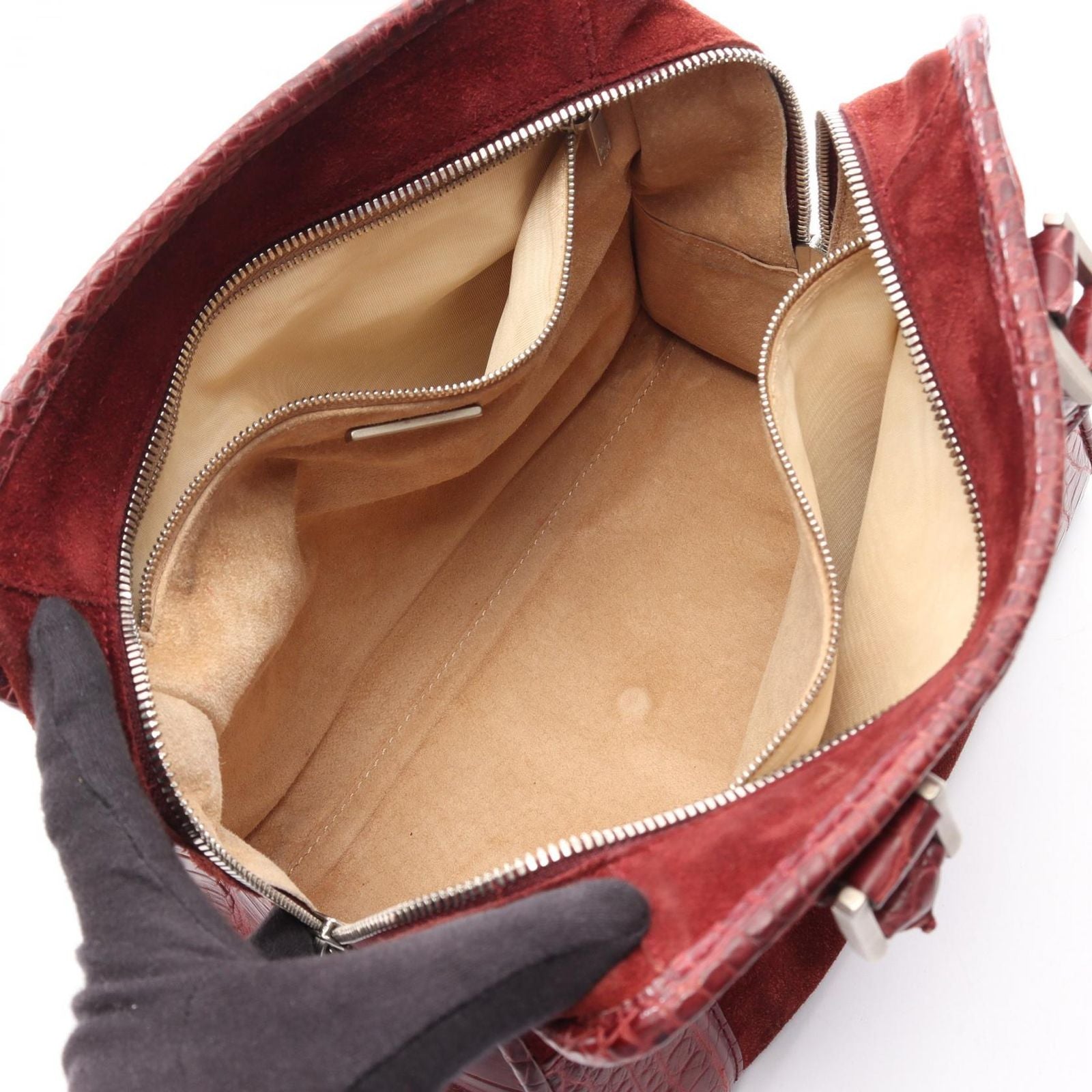Loewe Handbag Amazona Wine Red Suede Leather — view 3