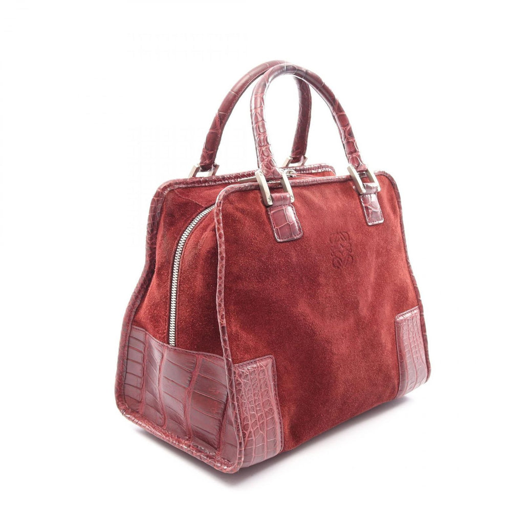 Loewe Handbag Amazona Wine Red Suede Leather — view 2