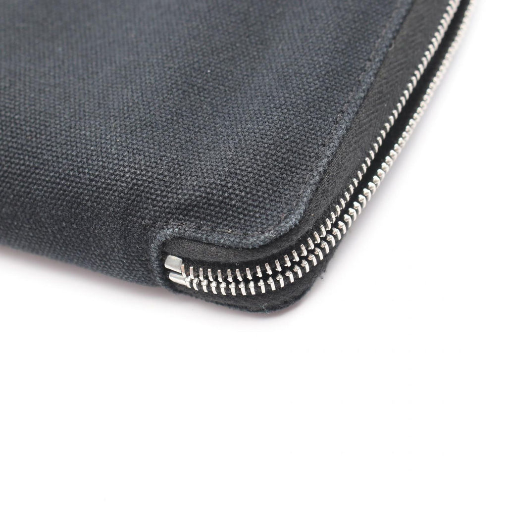 Hermes Round Wallet Fourre Tout Purse GM Black Canvas — view 9