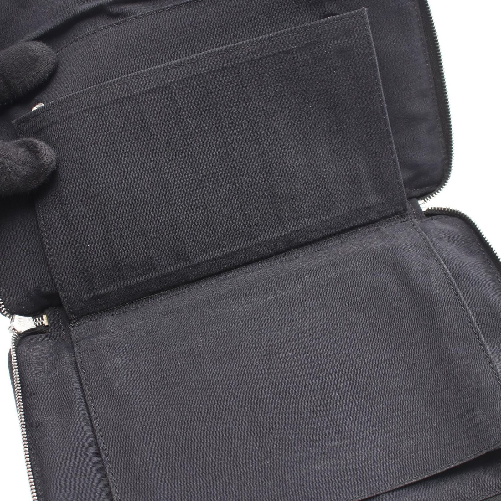 Hermes Round Wallet Fourre Tout Purse GM Black Canvas — view 7