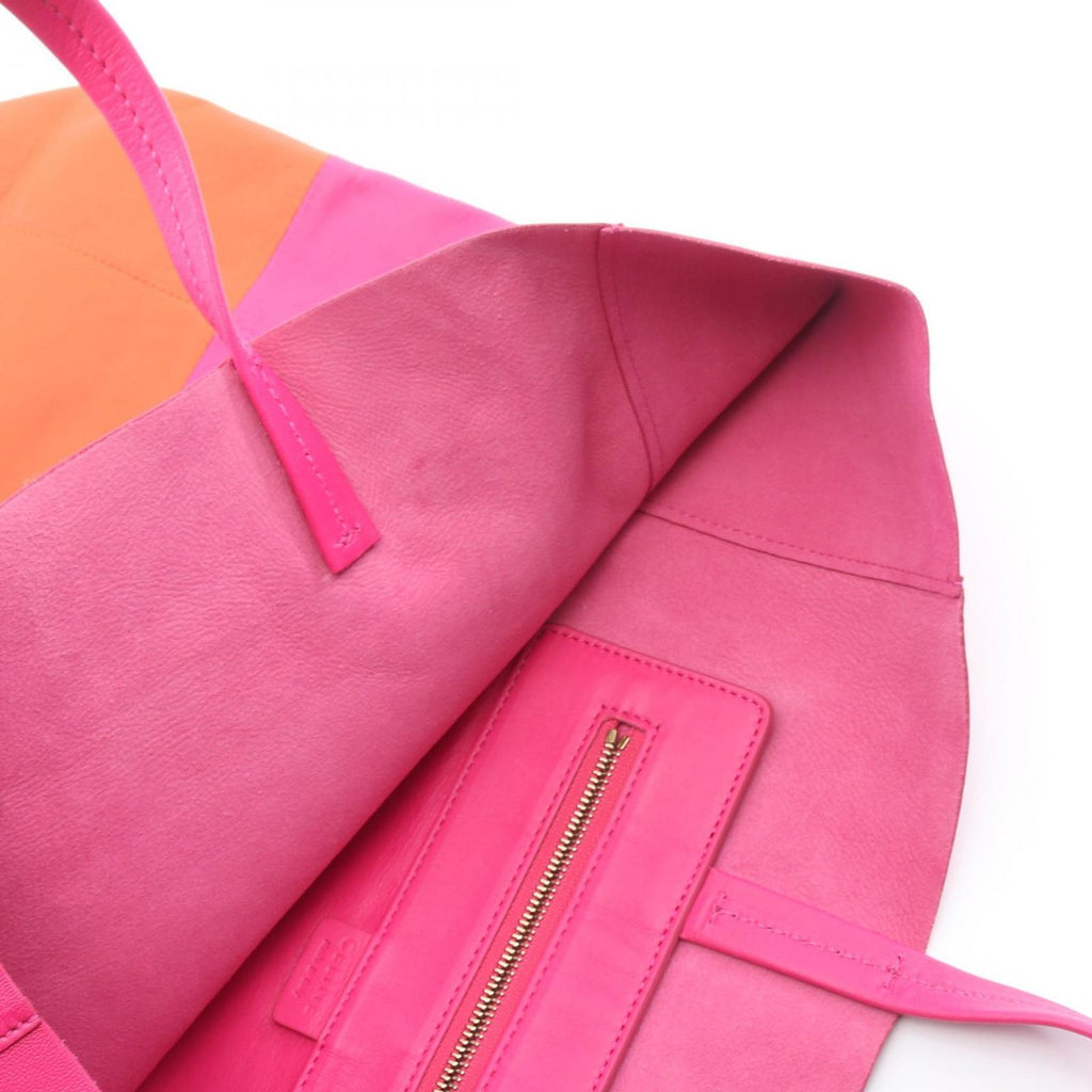 Celine Tote Horizontal Cabas Fuchsia Pink Orange Leather — view 8