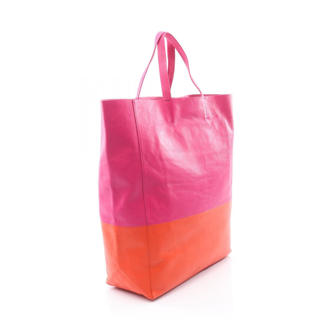Celine Tote Horizontal Cabas Fuchsia Pink Orange Leather — view 2