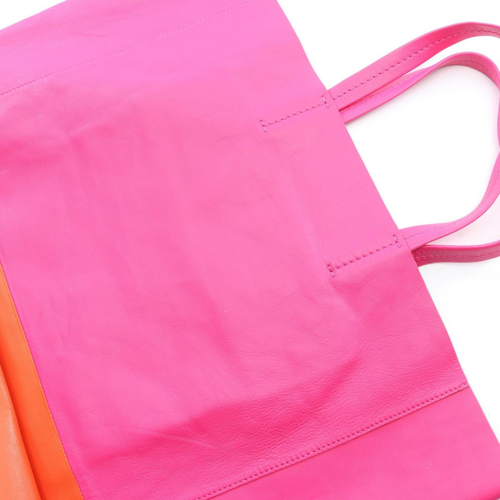 Celine Tote Horizontal Cabas Fuchsia Pink Orange Leather — view 7