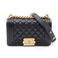 Chanel Shoulder Bag Boy Small Black Caviar Leather Chain