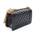 Chanel Shoulder Bag Boy Small Black Caviar Leather Chain — view 2