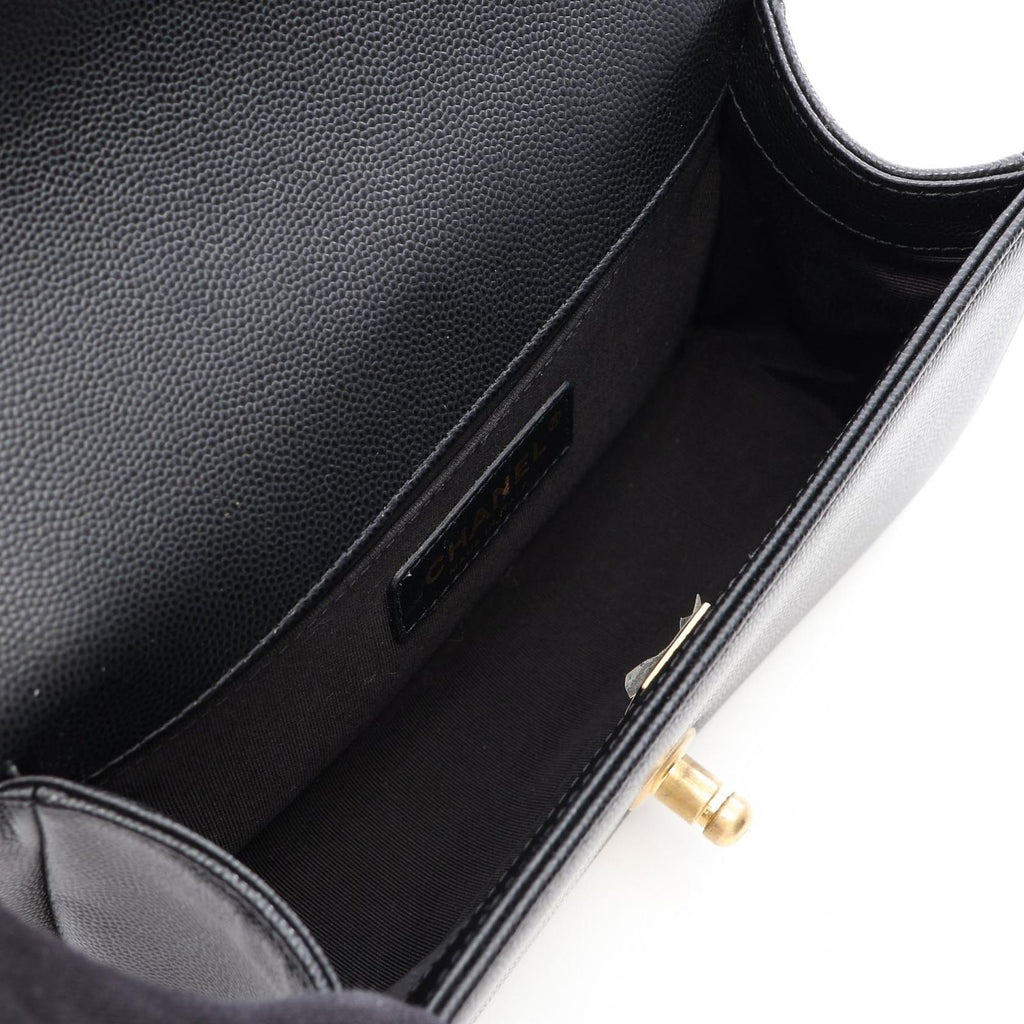 Chanel Shoulder Bag Boy Small Black Caviar Leather Chain — view 3