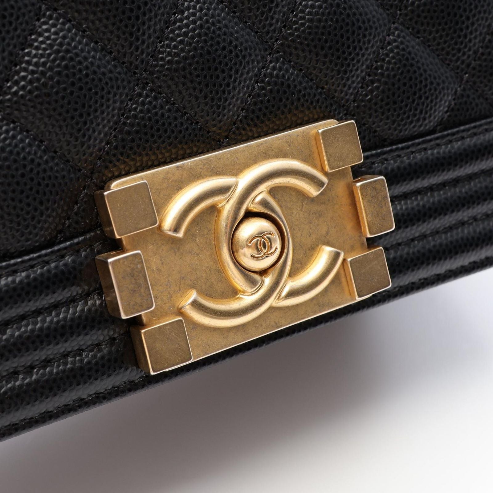 Chanel Shoulder Bag Boy Small Black Caviar Leather Chain — view 7