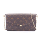 Louis Vuitton Shoulder Bag Pochette Monogram Fuchsia Canvas Leather Felicie