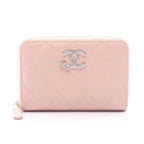 Chanel Round Wallet Quilted CC Logo Star Baby Pink Leather Coco Compact