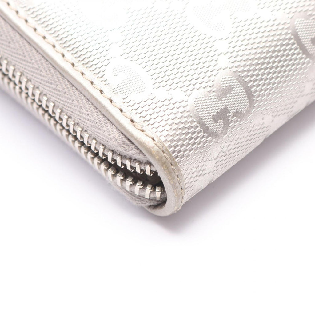 Gucci Round Wallet GG Supreme Silver Leather Guccissima — view 5