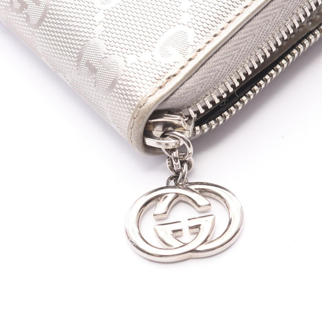 Gucci Round Wallet GG Supreme Silver Leather Guccissima — view 6
