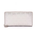Gucci Round Wallet GG Supreme Silver Leather Guccissima