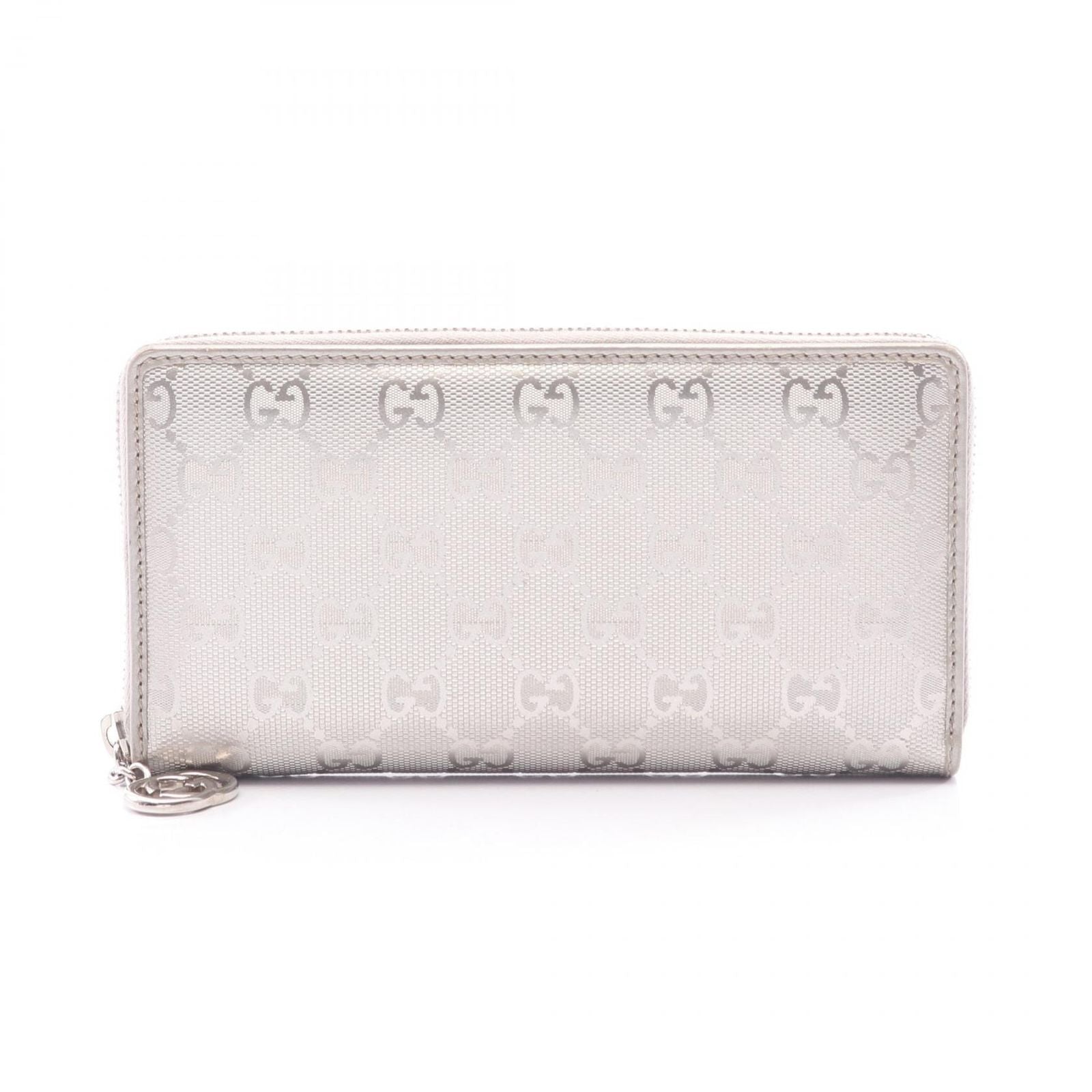 Gucci Round Wallet GG Supreme Silver Leather Guccissima