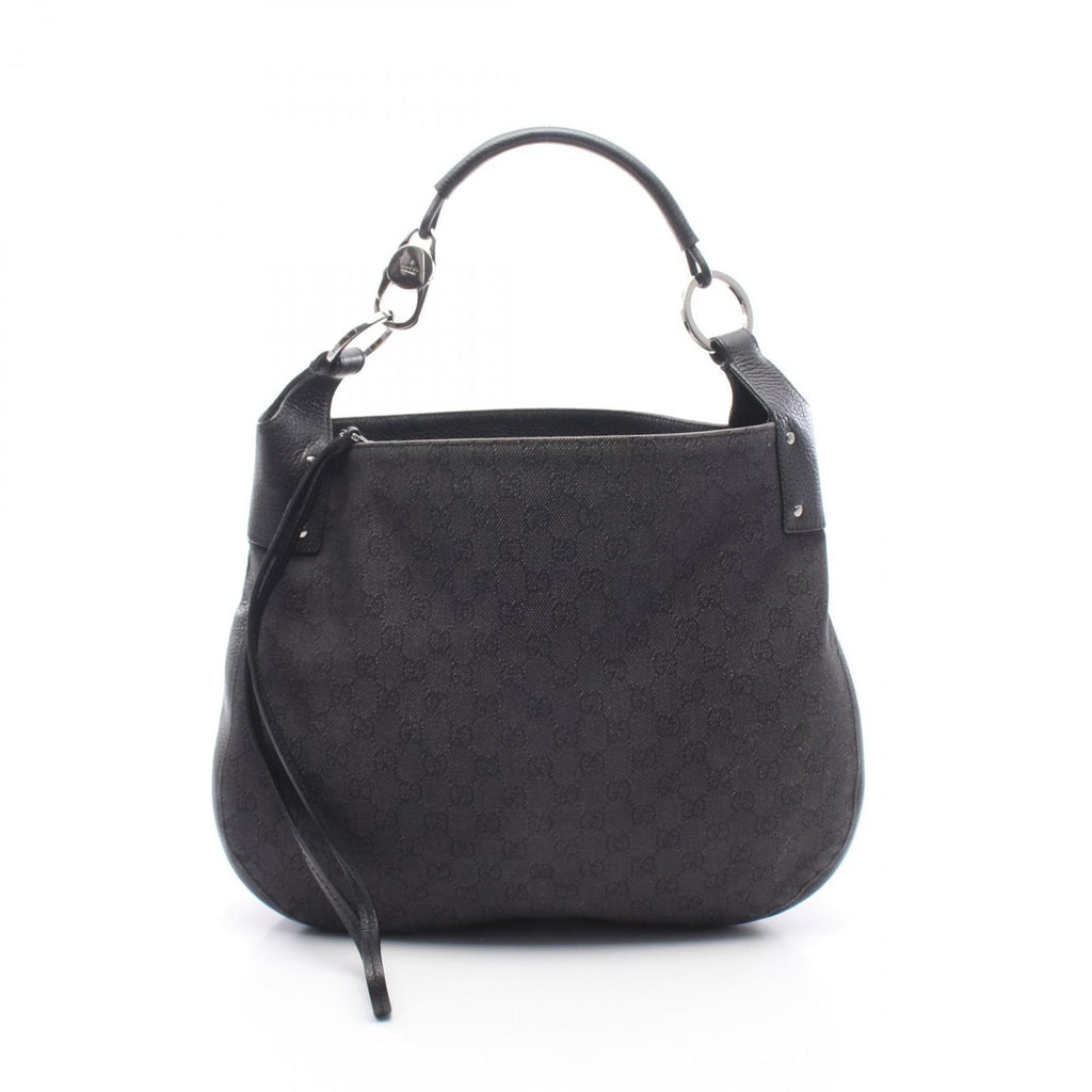 Gucci Shoulder Bag GG Pattern Black Denim Leather